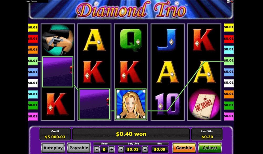 Графика слота Diamond Trio